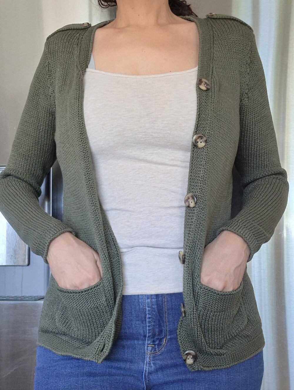 Talbots Cotton Knit Button Up Sweater